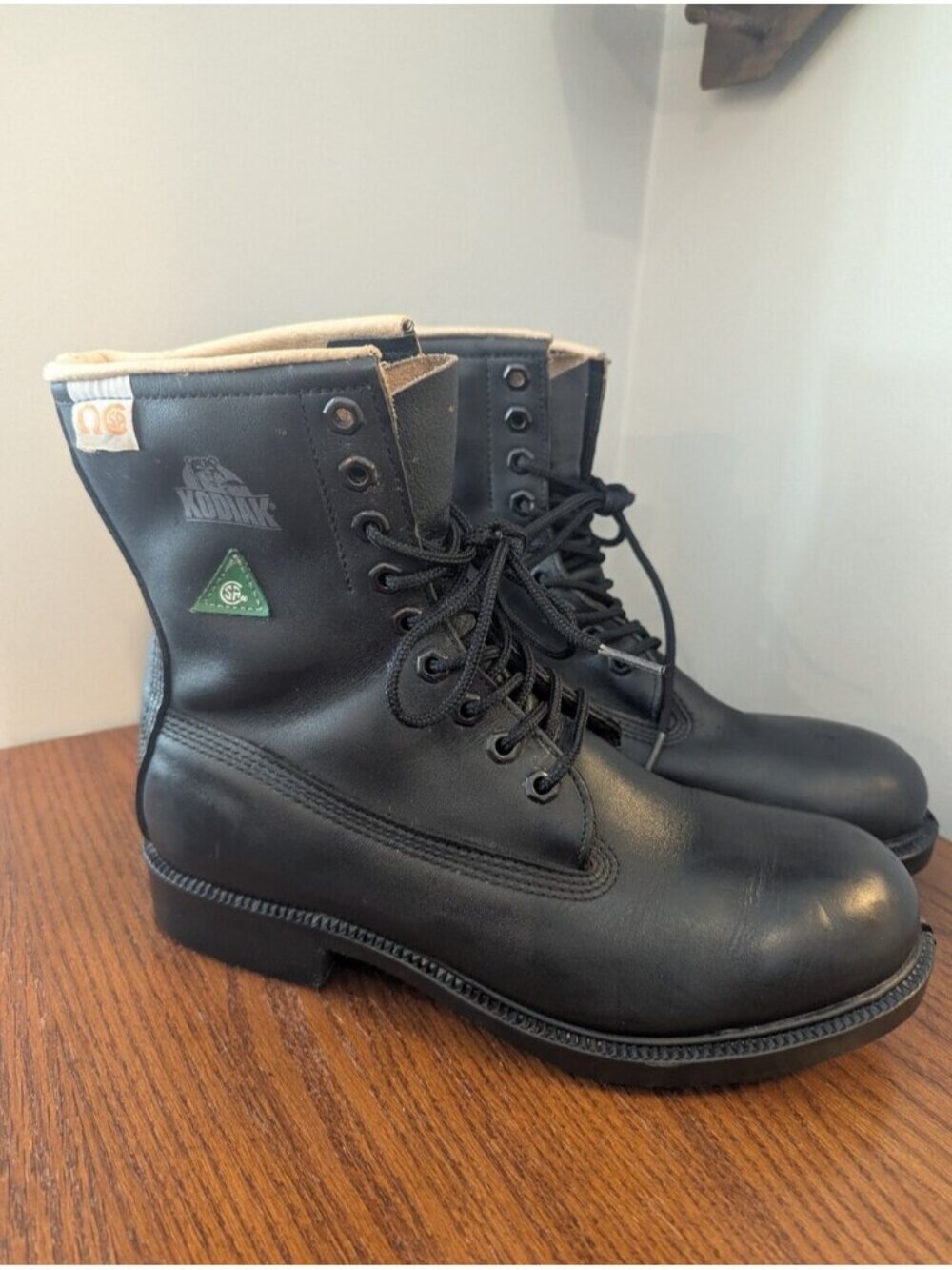 Vintage Greb KODIAK Black Leather Work Boots Steel Toe Made in Canada Men 7.5 W9